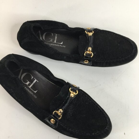 AGL Attilo Giusti Leombruni Horsebit Black Leather Slip On Loafer Size 37.5 - Picture 3 of 8